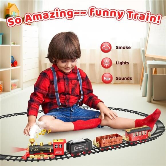 Hot Bee Train Set - Train Toys for Boys with Smokes, Lights and Sound, Toy - Picture 4 of 7